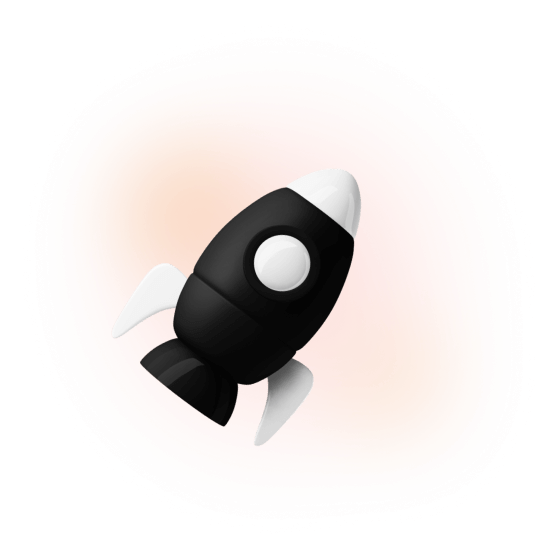 Icône 3D d'une fusée sur fond coloré
